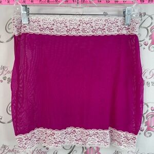 Skirt handmade custom beach coverup Lacie floral Magenta Lace Trim Half Slip